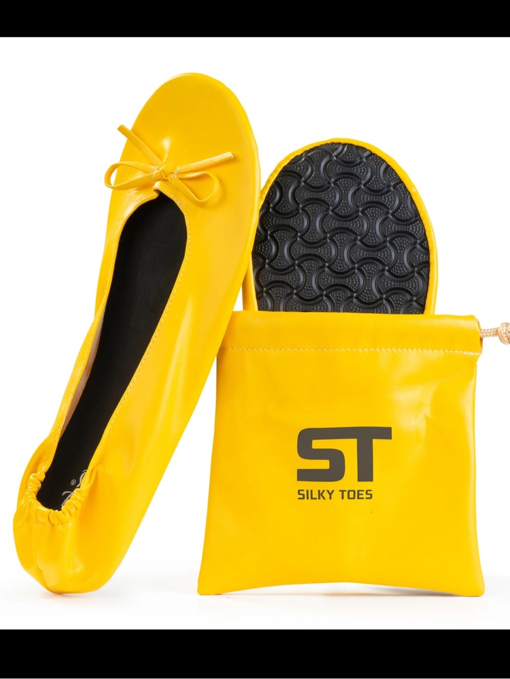 Silky Toes Foldable Yellow Compact Travel Ballet Flats Size M